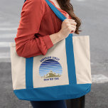 Bolsa Tote Trilha de Reunião Personalizada da Família Blue Su<br><div class="desc">Este pôr do sol legal e azul sobre montanhas rochosas na natureza faz uma imagem excelente para um conjunto de sacos de tote personalizados para uma reunião familiar, viagem de ida e volta ou férias de verão. Comemore sua viagem de montanha com presentes da natureza para mãe, pai, irmão e...</div>