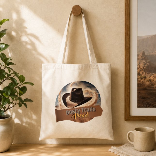 Bolsa Tote Trilhas Empoeiradas à Frente Chapéu de Cowboy Aven (Criador carregado)