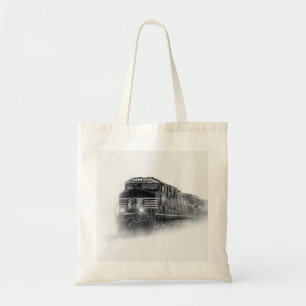 Bolsa Tote Trilhos do comboio preto e branco