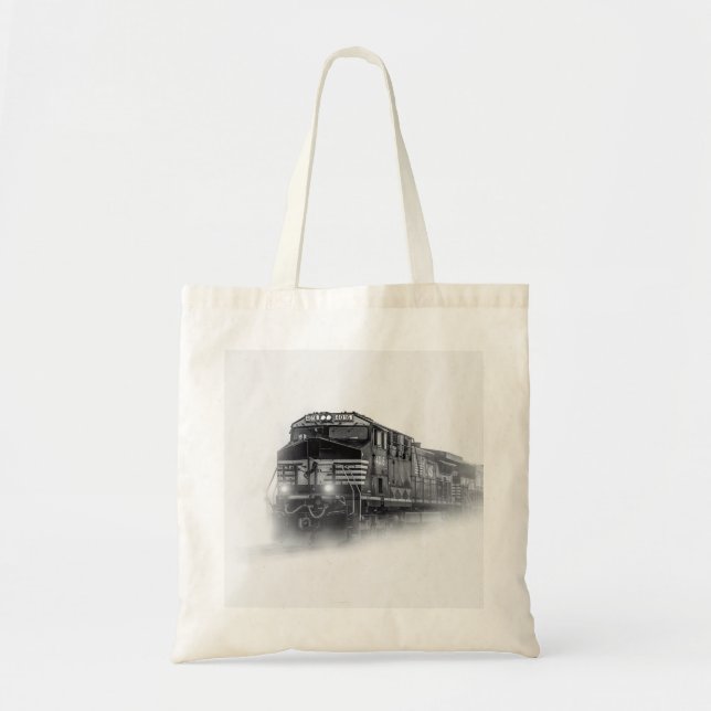Bolsa Tote Trilhos do comboio preto e branco (Frente)