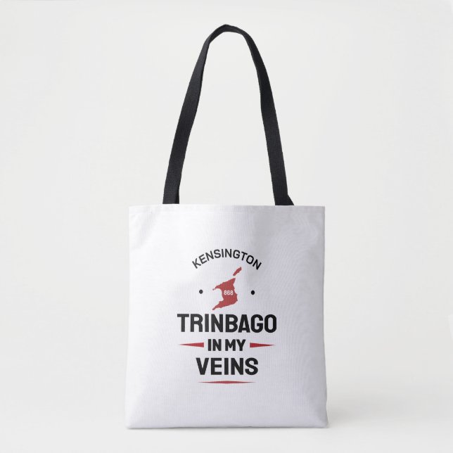 Bolsa Tote Trinbago in My Veins | Trini Pride WHITE (Frente)
