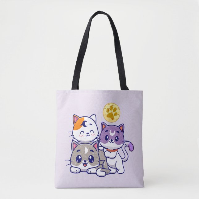 Bolsa Tote Trio Adorável - Três Gatos Gelados (Frente)