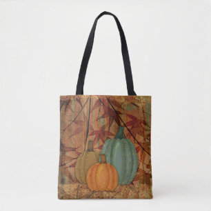 Bolsa Tote Trio de Abóboras em Aquarela Verde-azulado, Castan