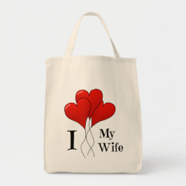 Bolsa Tote Trio de Balões do Coração Vermelho Eu Amo Minha Es