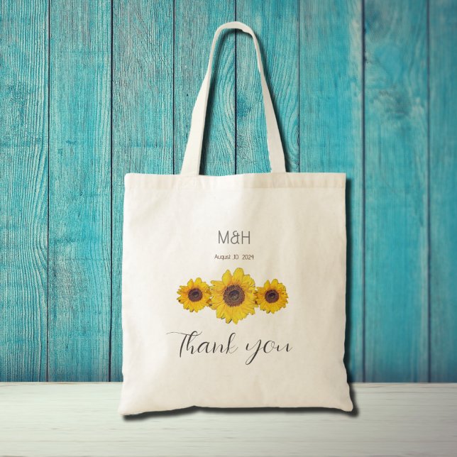 Bolsa Tote trio de girassol - casamento Obrigado (Criador carregado)