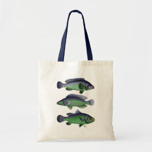 Bolsa Tote Trio de Peixes Azuis e Verdes