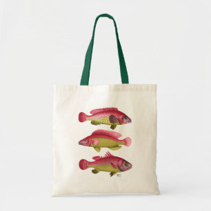 Bolsa Tote Trio de Peixes de Fantasia Vermelha e Amarela