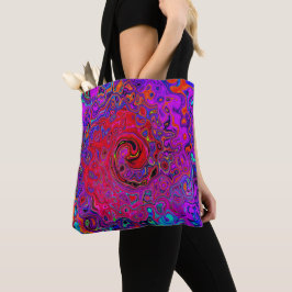 Bolsa Tote Trippy Red and Purple Abstrato Retro Liquid Swirl