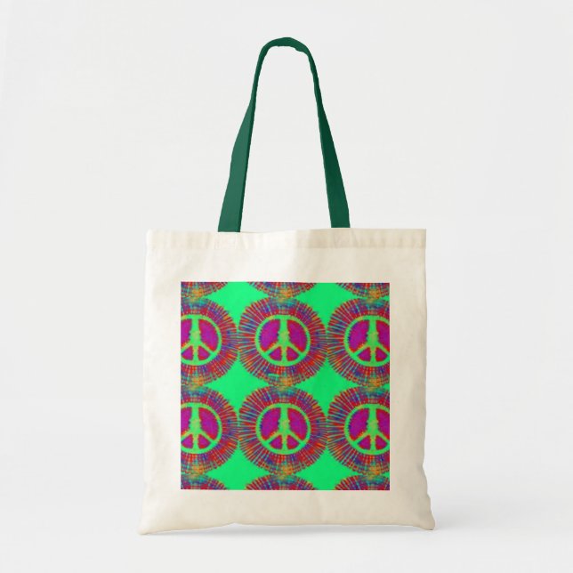 Bolsa Tote Trippy Tie Psychedelic - Sinal de paz (Frente)