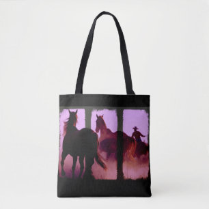 Bolsa Tote Tríptico de Rodeio de Cavalo Selvagem