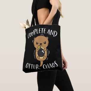 Bolsa Tote Trocadilho completo e externo Funny Cute Sea Otter