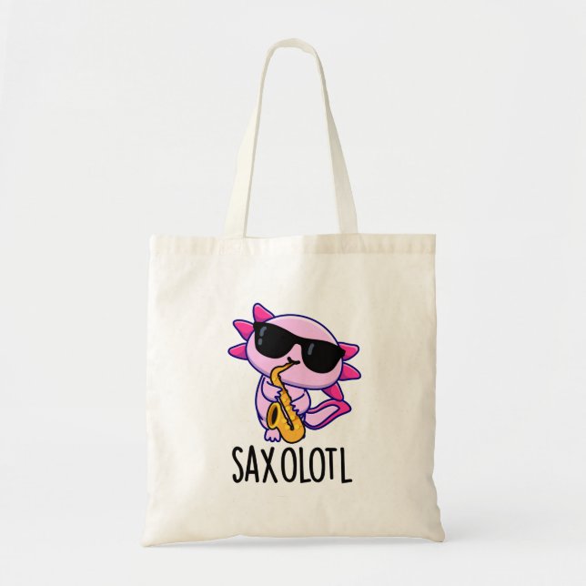 Bolsa Tote Trocadilhos Sax-olotl Engraçado Saxofone (Frente)