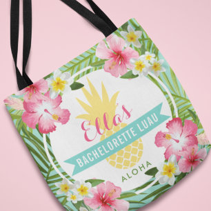 Bolsa Tote Tropical Bachelorette Luau Pineapple Flowers
