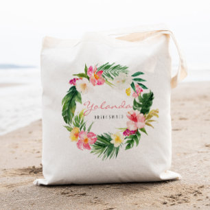 Bolsa Tote Tropical de palmeira e floral Damas de honra Perso