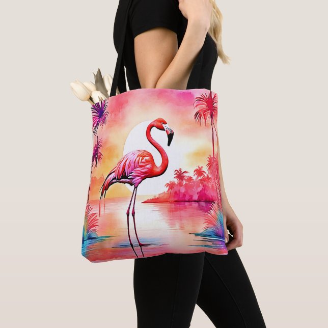 Bolsa Tote Tropical Flamingo Art (Close Up)