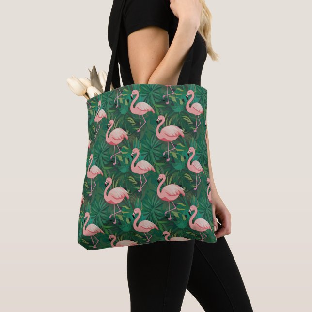 Bolsa Tote Tropical Flamingo Pattern (Close Up)