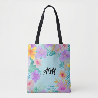 Bolsa Tote Tropical Floral Border Summer Aesthetic 
