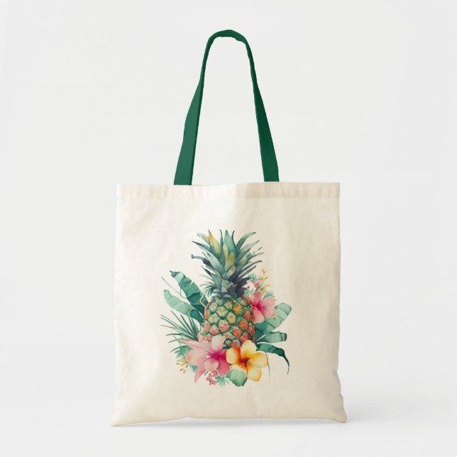Bolsa Tote Tropical Floral do ananás (Frente)