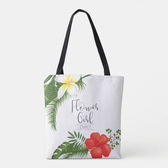 Bolsa Tote Tropical Floral Flower Girl ID475 (Verso)