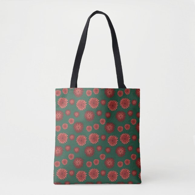 Bolsa Tote Tropical floral vermelho  (Frente)