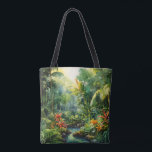 Bolsa Tote Tropical Forest<br><div class="desc">A Watercolour landscape of a tropical forest with colourful flowers</div>