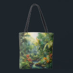 Bolsa Tote Tropical Forest<br><div class="desc">A Watercolour landscape of a tropical forest with colourful flowers</div>