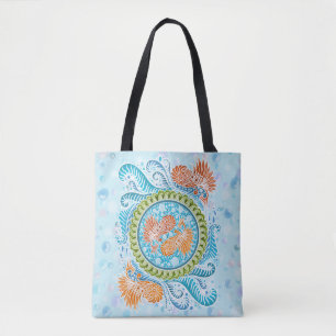Bolsa Tote Tropical Koi Mandala   Arte Zen do Oceano Vibrante