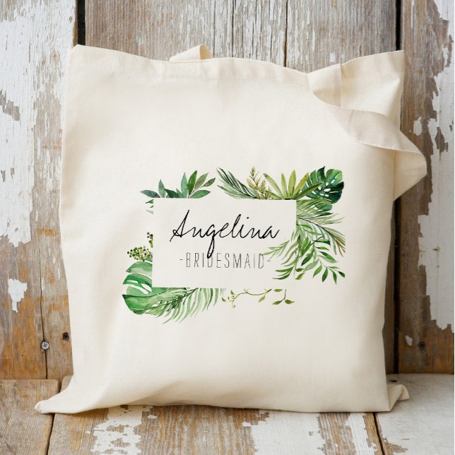 Bolsa Tote Tropical Plam Leaf Bridesmaid (Criador carregado)