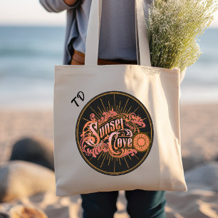 Bolsa Tote Tropical Vintage Beach Sunset Cove
