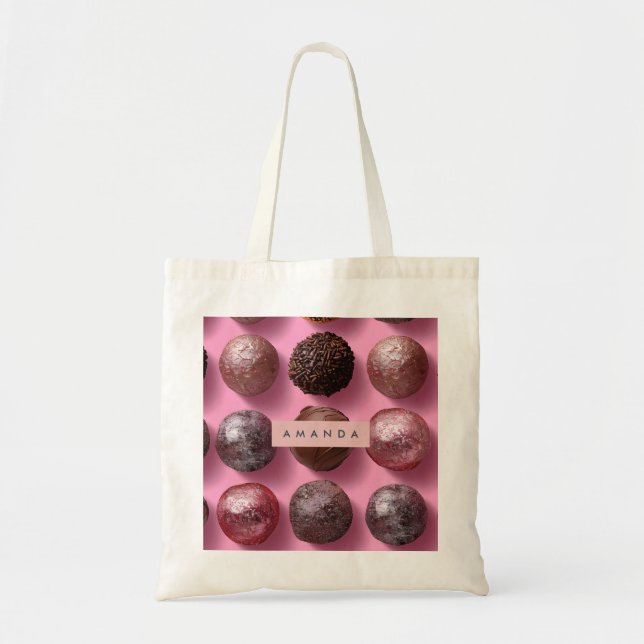 Bolsa Tote Trufa de Chocolate Elegante Personalizada (Frente)