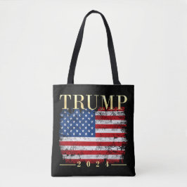 Bolsa Tote Trump 2024 Elegante Dourada Vintage Flag Americano