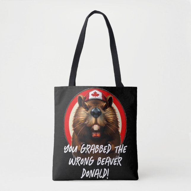 Bolsa Tote Trump canadense "Wrong Beaver Donald" (Frente)