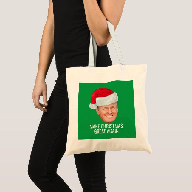 Bolsa Tote Trump com Santa Hat - Faça Excelente de Natal nova (Frente (produto))