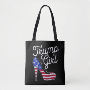 Bolsa Tote Trump Girl High Heel American Flag Bling Patriot