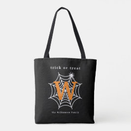 Bolsa Tote Truque de Aranha Halloween ou Monograma de Tratame