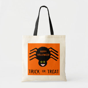 Bolsa Tote Truque de Aranha Negra Halloween ou Saco de Tratam