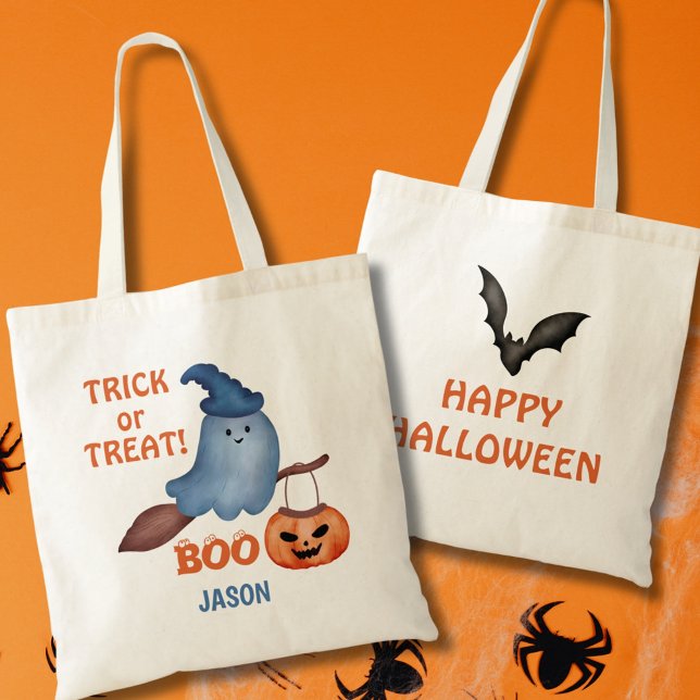 Bolsa Tote Truque De Boo Ou Tratar Feliz Halloween (Criador carregado)