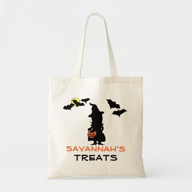 Bolsa Tote Truque de Bruxas de Halloween ou Saco de Tratament (Frente)