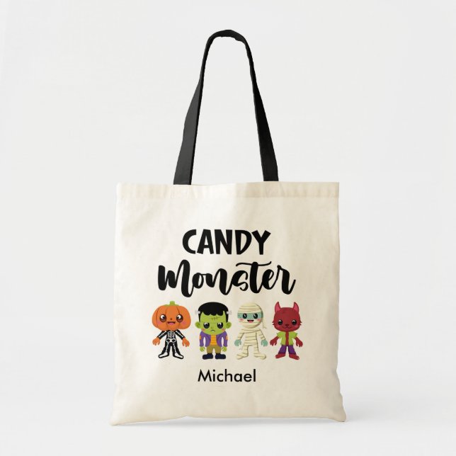Bolsa Tote Truque de Crianças Monstradas Personalizadas ou Tr (Frente)