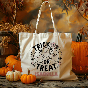 Bolsa Tote Truque De Fantasma Cor-De-Rosa Cute Personalizado 