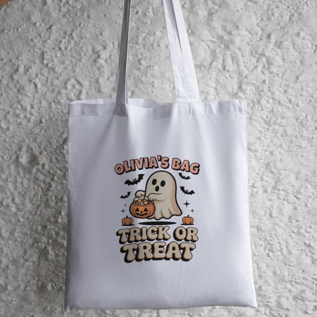 Bolsa Tote Truque de Fantasma Personalizado ou Travagem Retro (Criador carregado)