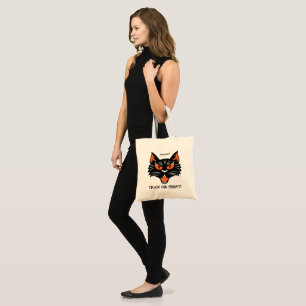 Bolsa Tote Truque de Gato Preto do Halloween ou Saco de Trata