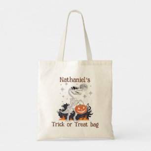 Bolsa Tote Truque de Halloween do Dinossauro ou Saco de Tote