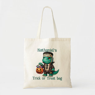 Bolsa Tote Truque de Halloween do Dinossauro ou Saco de Tote