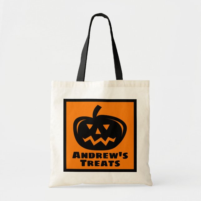 Bolsa Tote Truque de Halloween ou sacos de tote de criança (Frente)