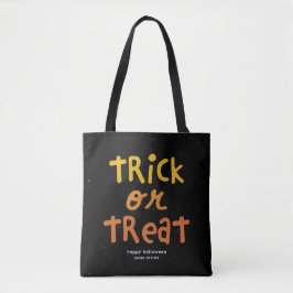 Bolsa Tote Truque de Halloween ou tratamento de preto laranja