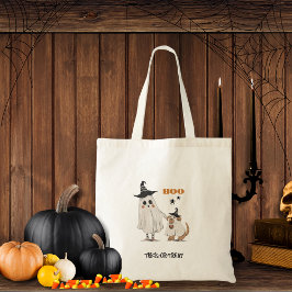 Bolsa Tote Truque de Halloween ou Tratar o Cão Fantasma Perso