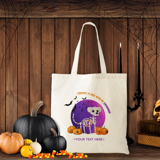 Bolsa Tote Truque de Halloween ou Trate Saco de Doçura de Cân (Trick or Treat OR show up to the Halloween party in style. Represent your favorite dog breed!!)