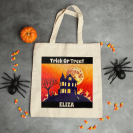 Bolsa Tote Truque de Halloween Personalizado ou Casa Assombra