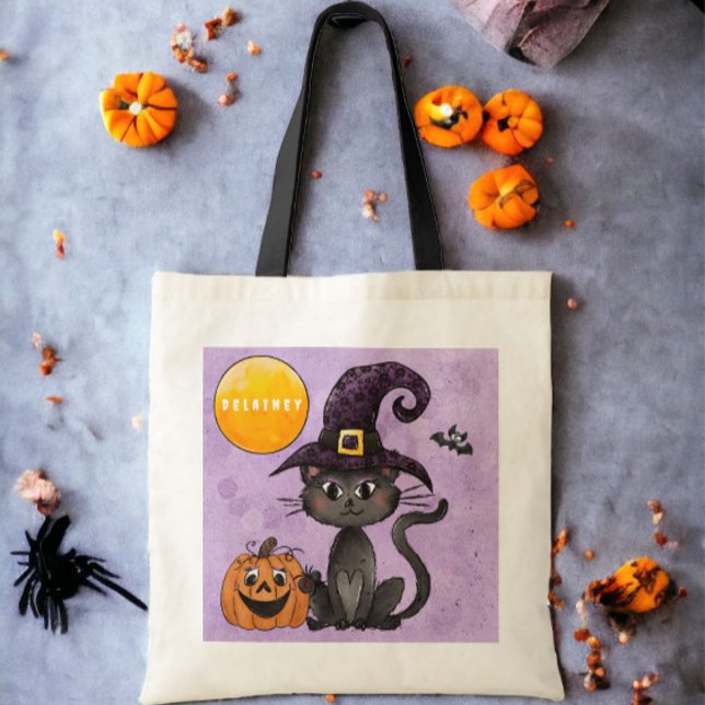 Bolsa Tote Truque de Halloween Personalizado ou Tratar Abóbor (Criador carregado)